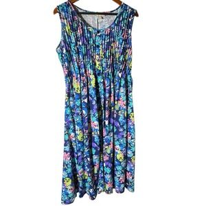 Woman Within Maxi Dress Women's Medium 14/16 Short Sleeve‎ Blue Floral